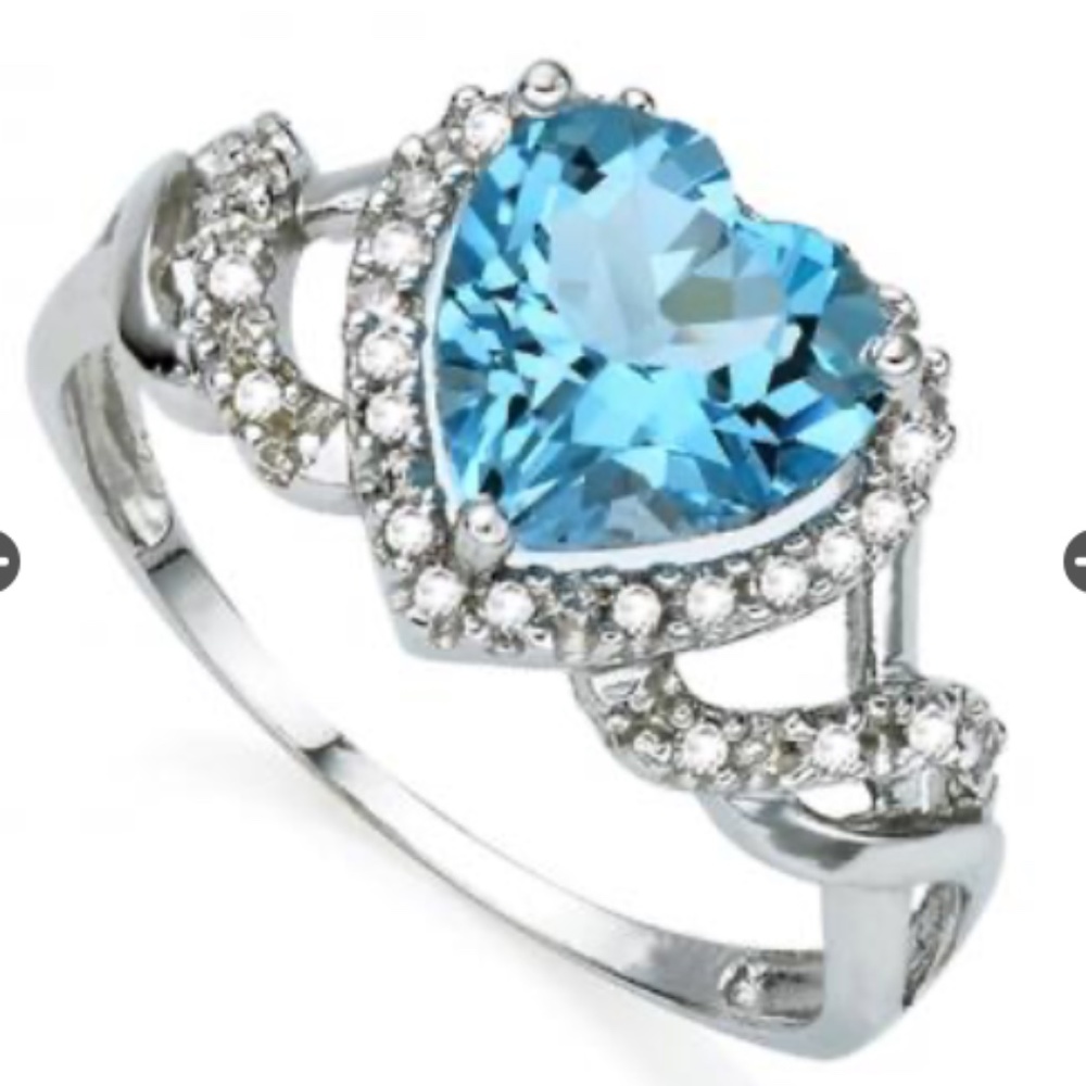 New Diamond and Swiss Blue Topaz Ring